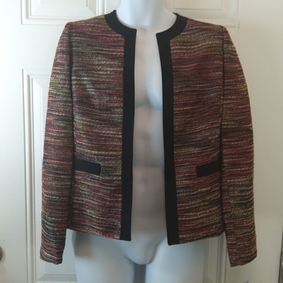Kasper mix master blk multi/red open front jacket - Picture 1 of 10